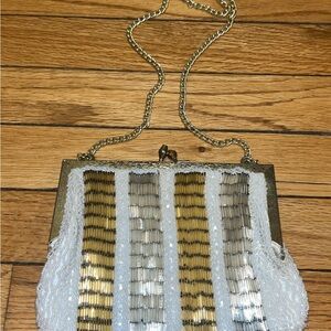 Vintage silver gold and white Clutch purse